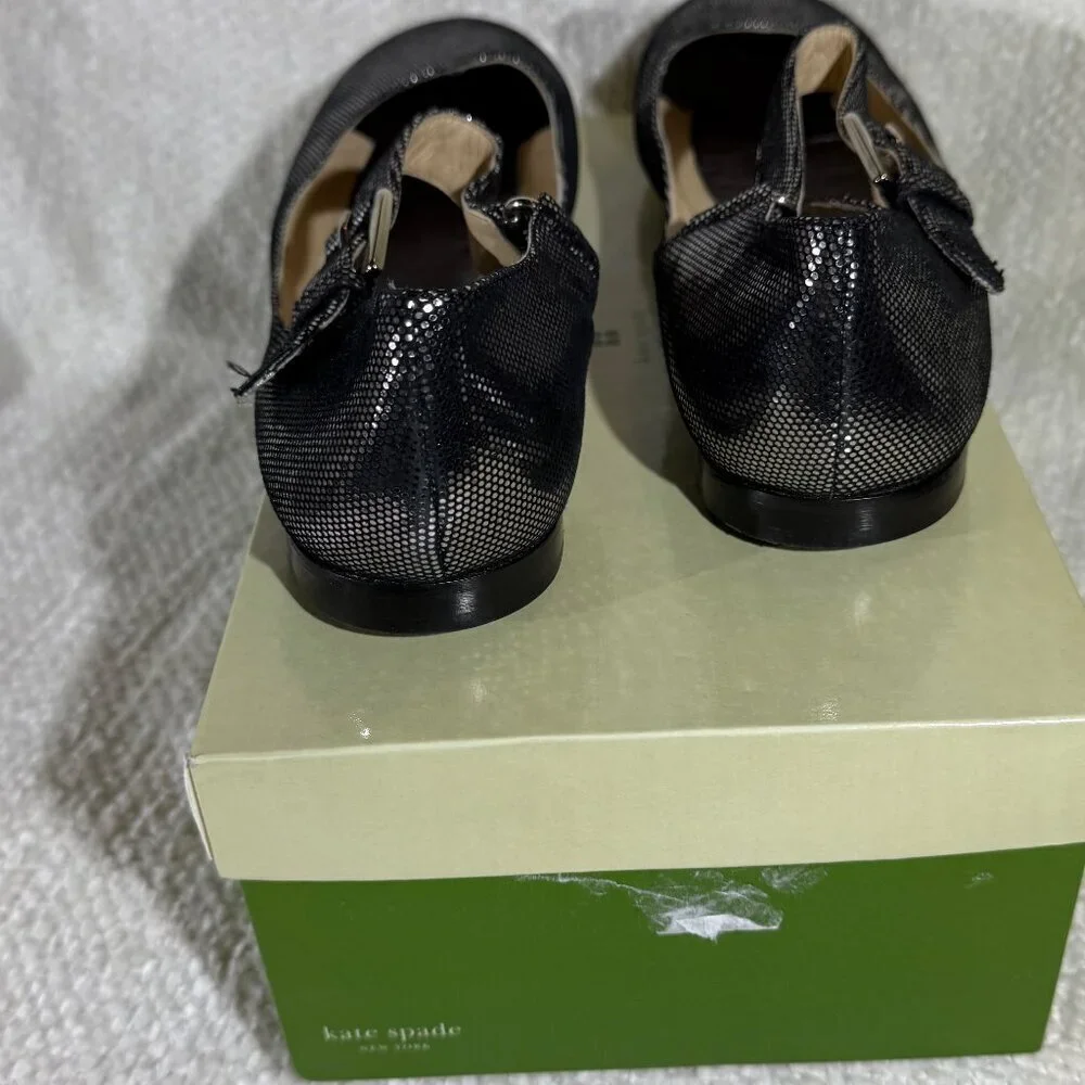 kate spade new‎ york Paola Mary Jane Shoes 9M Shiny Black Dot Metallic